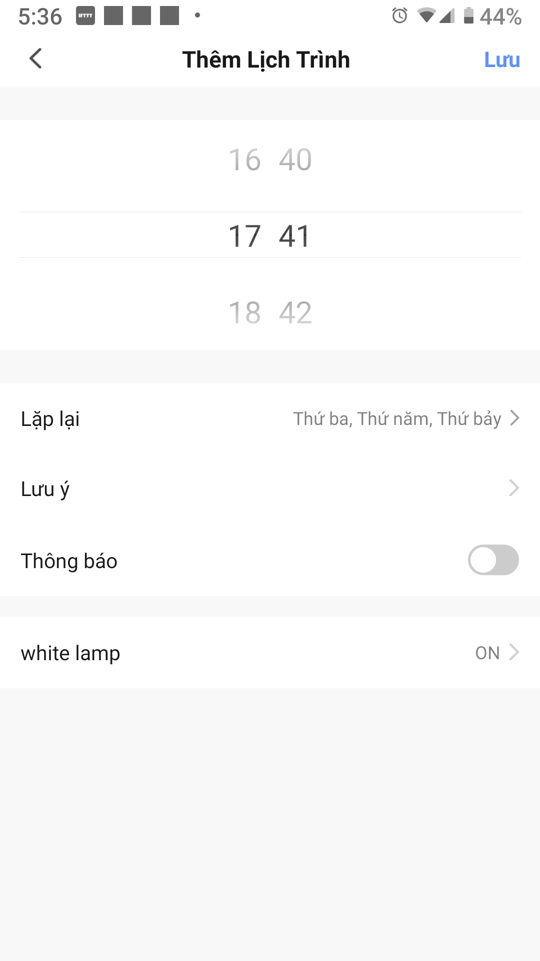 Cài đặt lịch trình tắt mở thiết bị
