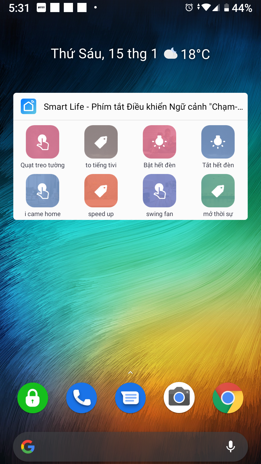 Widget được đưa ra màn hình chính