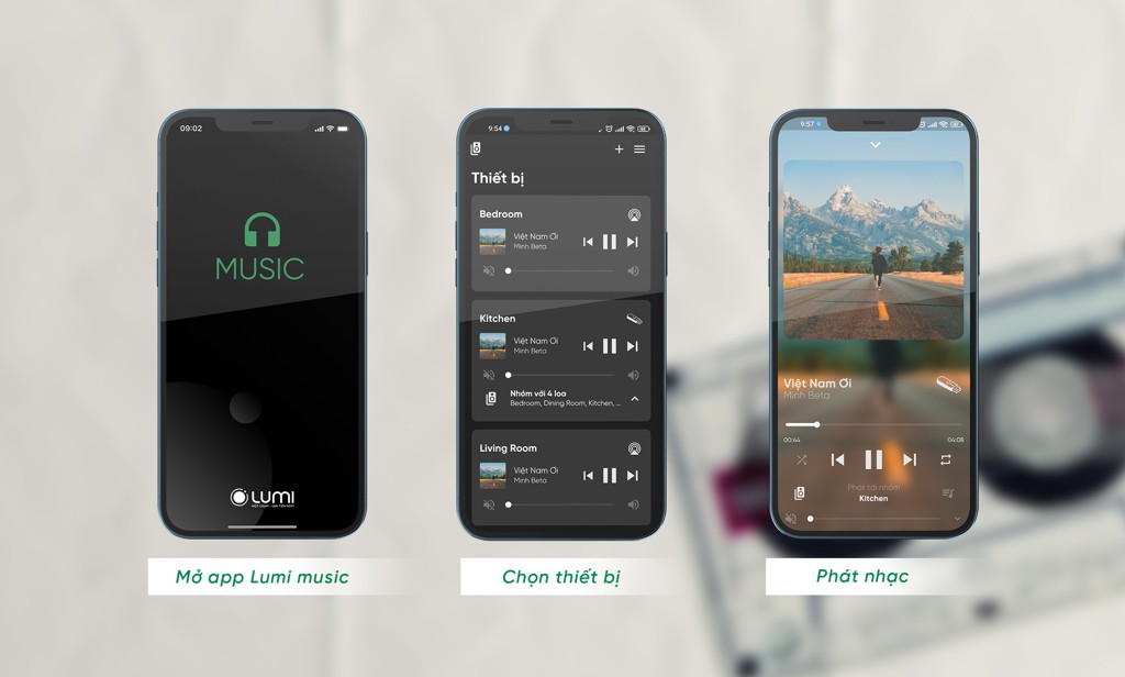 3 giây mở nhạc từ app Lumi Music, Lumi Life+