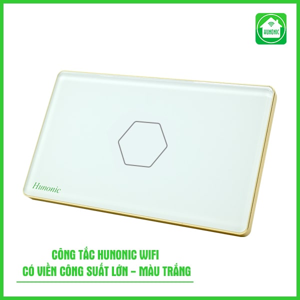CÔNG TẮC HUHONIC WIFI HÌNH CHỮ NHẬT CÓ VIỀN MÀU TRẮNG 1 NÚT